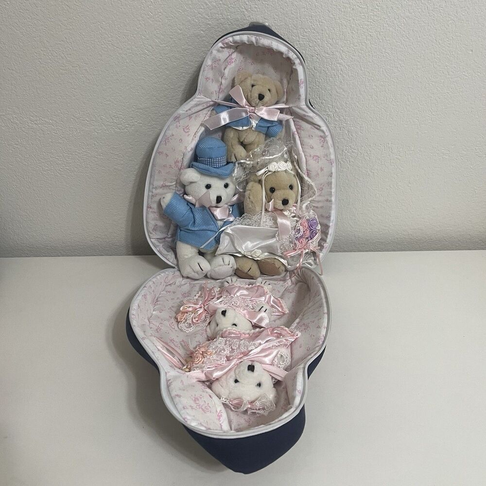 Vintage The Bear Family Wedding Tote Playset Church Backpack Teddy Bears TL Toys